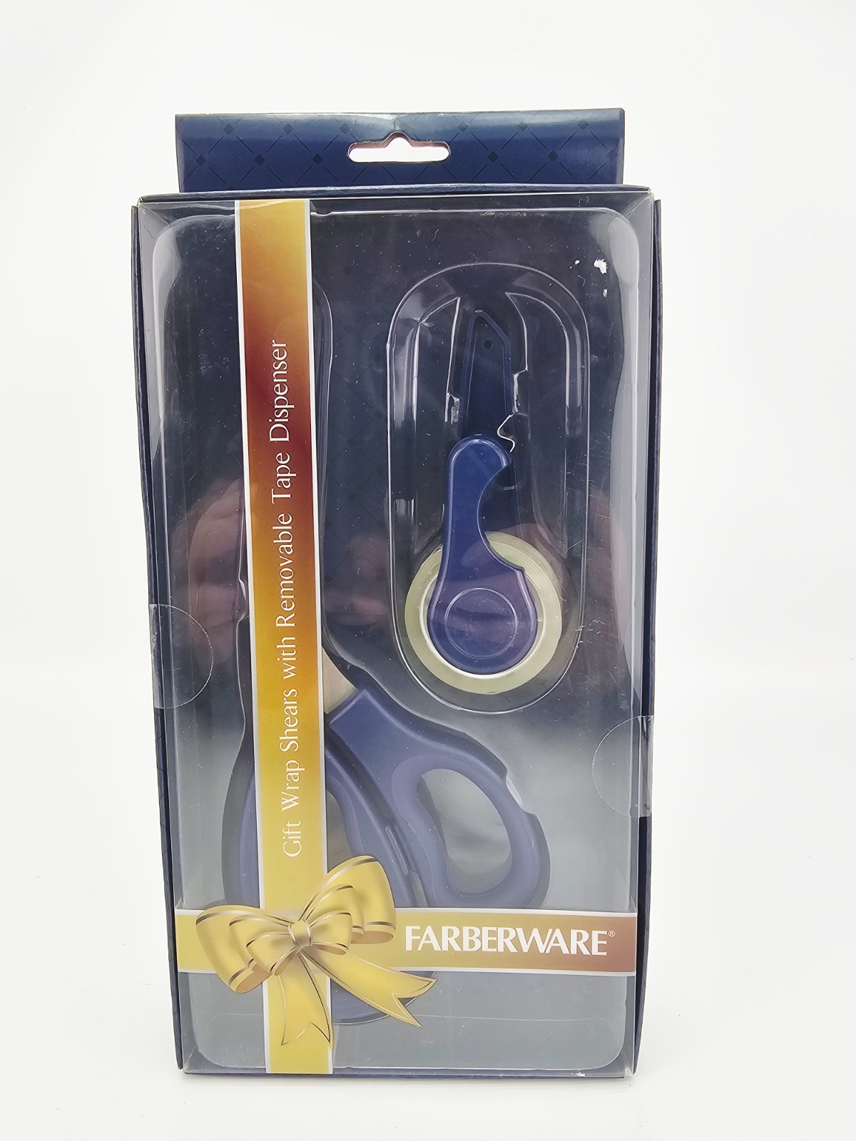 Farberware 2pc Set Scissors and Tape Dispenser Holiday Paper Ribbon Cutting