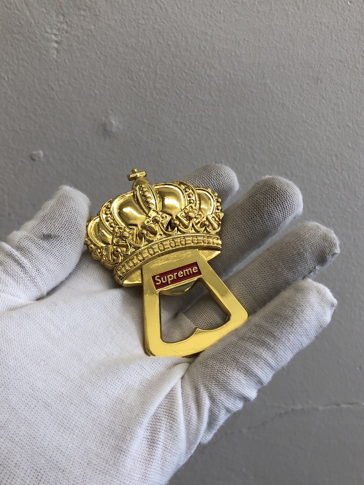 Rare Supreme Chrome Gold Crown Colored Bottle Opener Bin1