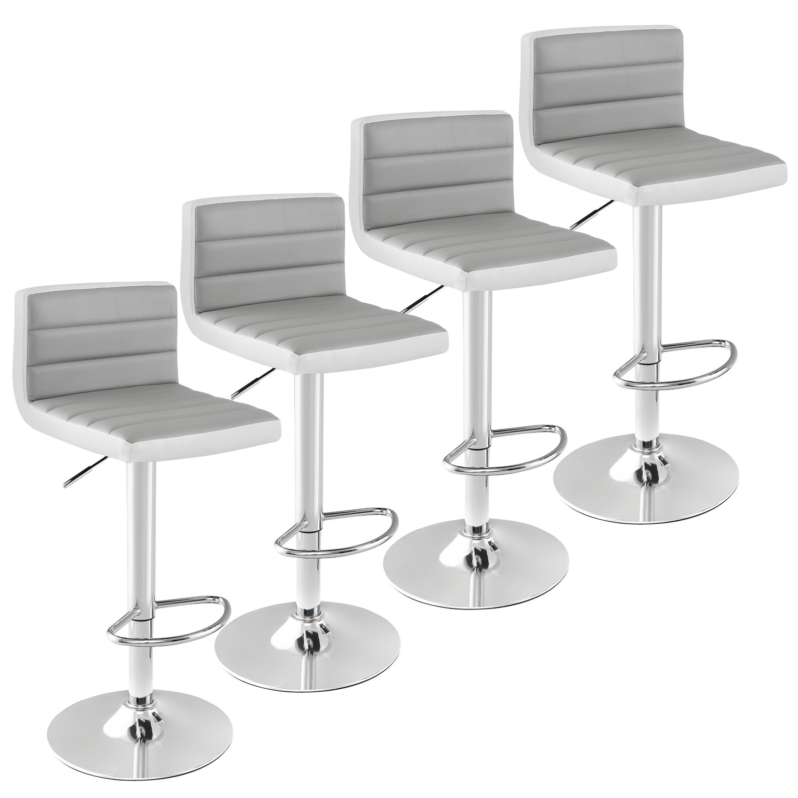 Costway 4PCS Swivel Bar Stools Adjustable Barstool PU Leather Pub Chairs Armless