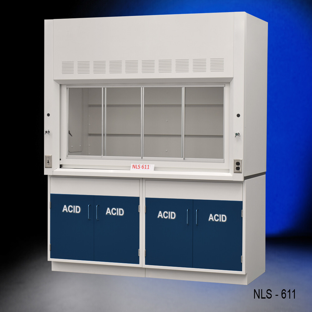 Fisher American 6' Laboratory Fume Hood Enclosure w/ ACID Storage / E1-138