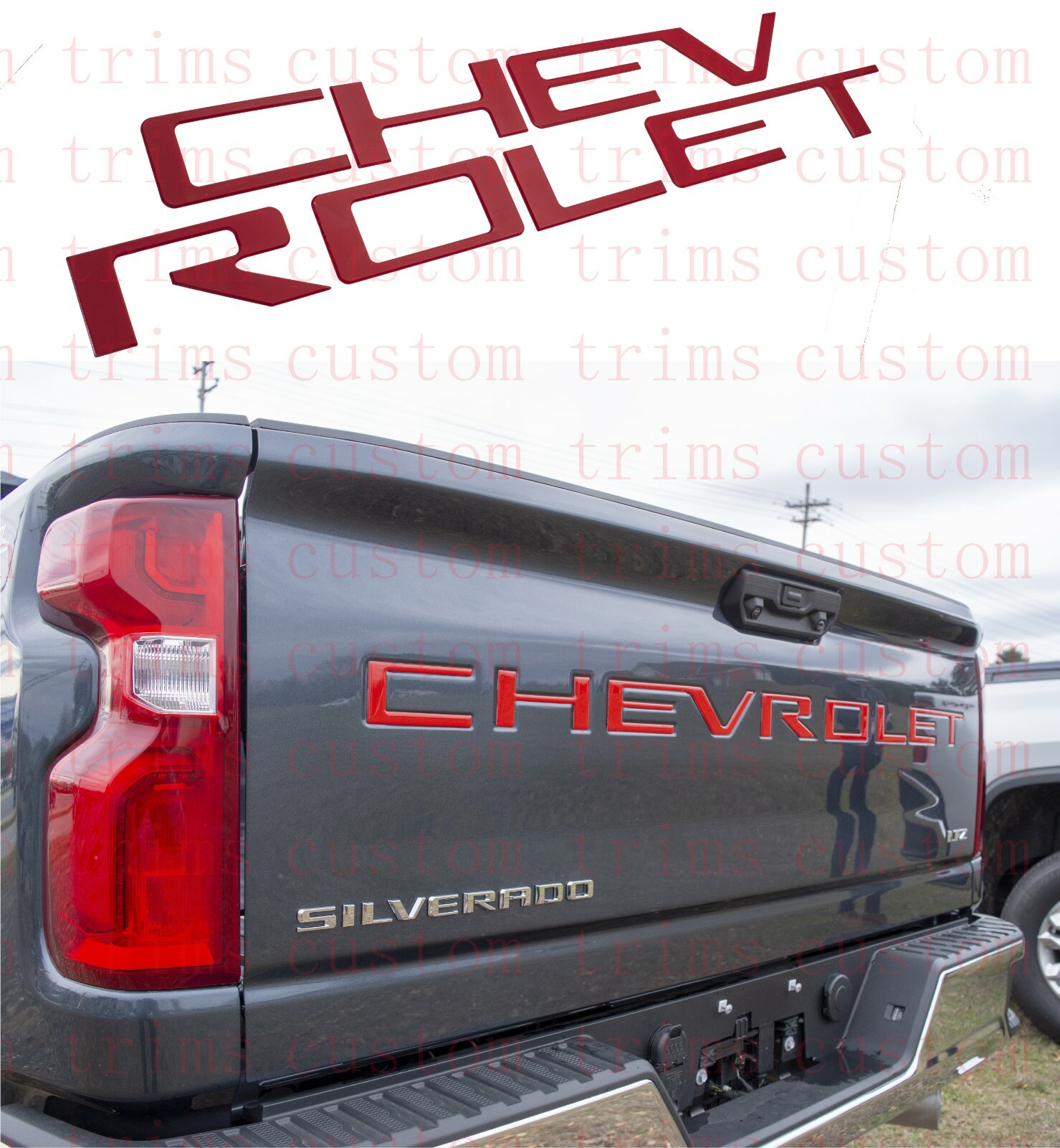 Red Raised Tailgate Letters for 2019-2025 Chevrolet Silverado 1500 2500 3500