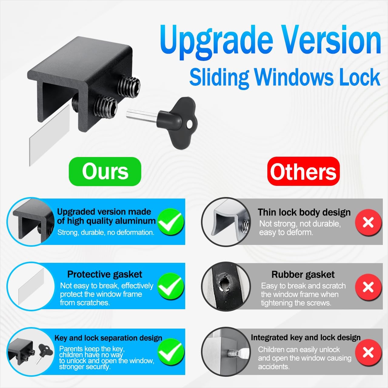ZRFCXE Window Locks,4 Pack Sliding Locks with Key for 4 Pack, Black