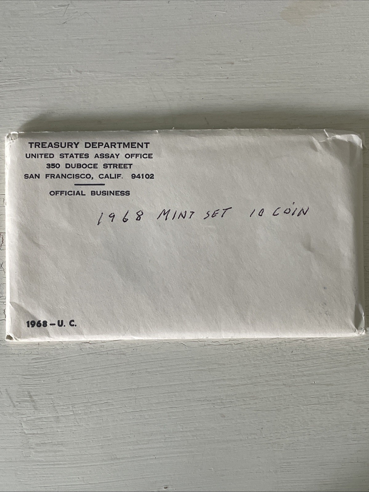 1968 San Francisco US Mint Uncirculated 10 Coin Set Original Envelope