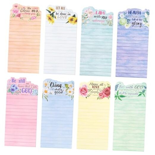 Valentines Bible Verse Notepads - 8P Floral Prayer Sticky Notes with