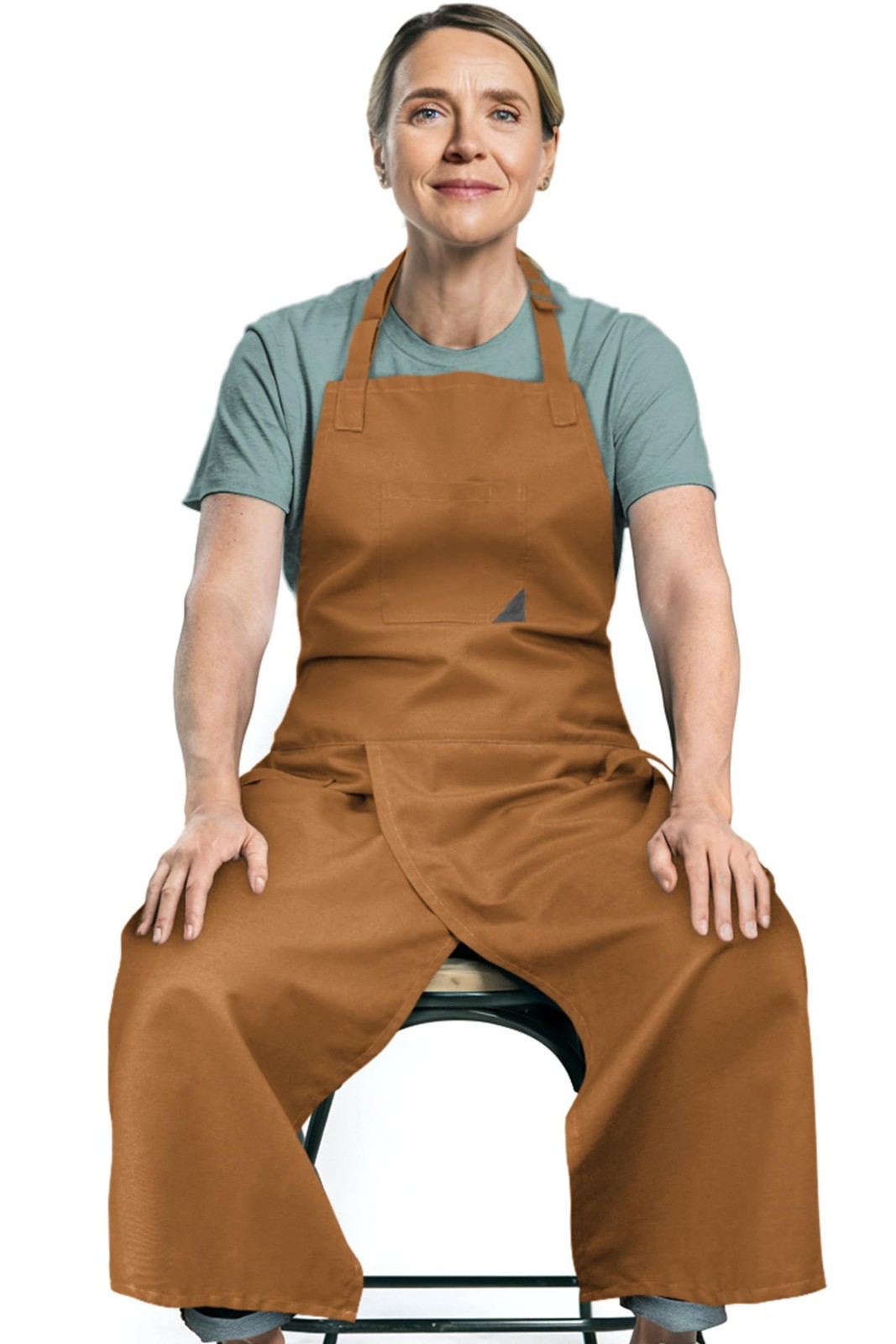 Pottery Apron, Overlapping Split Leg, Extra Coverage, Caramel | The Overlap D...