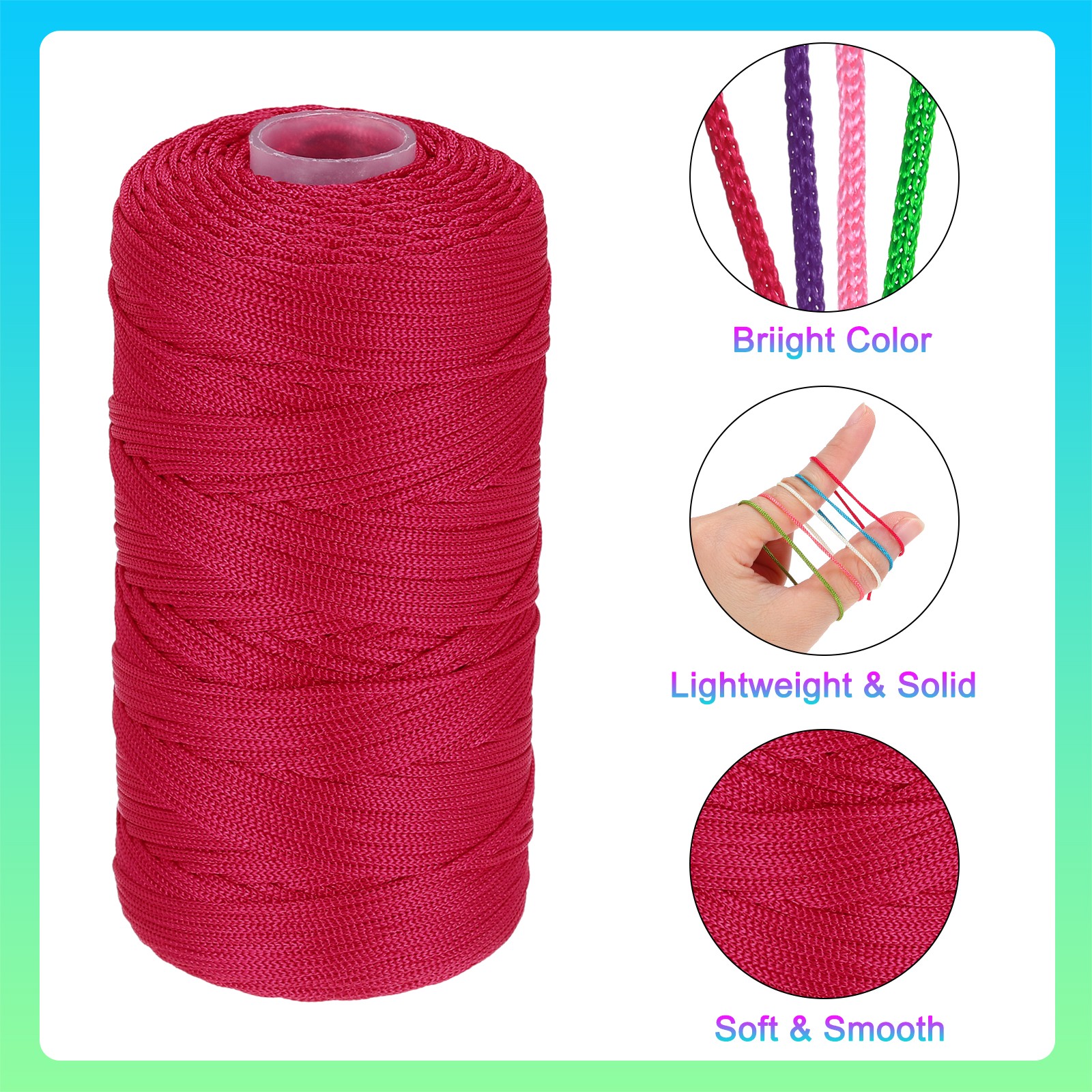 Nylon String Cord 1.5mm x 218Yard Macrame Rope Braided Thread Twine Wine Red