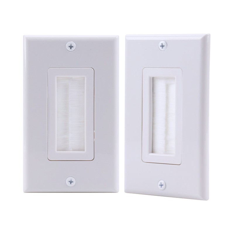 Cable Pass Through Insert Single Brush Wall Plate White Wires Wall Socket