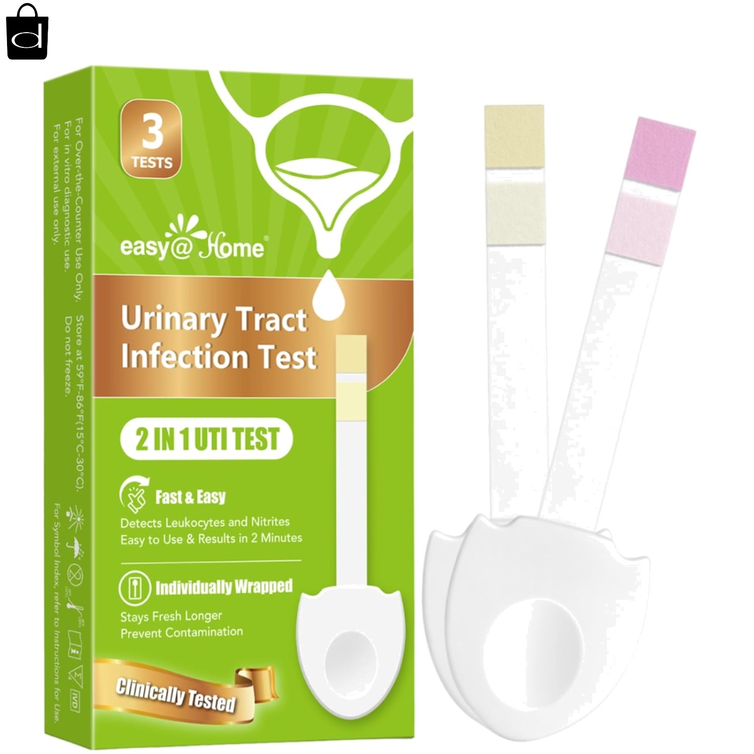 3-Pack UTI  Strips - Fast & Easy Home Screening for Women, 2- Shelf Life