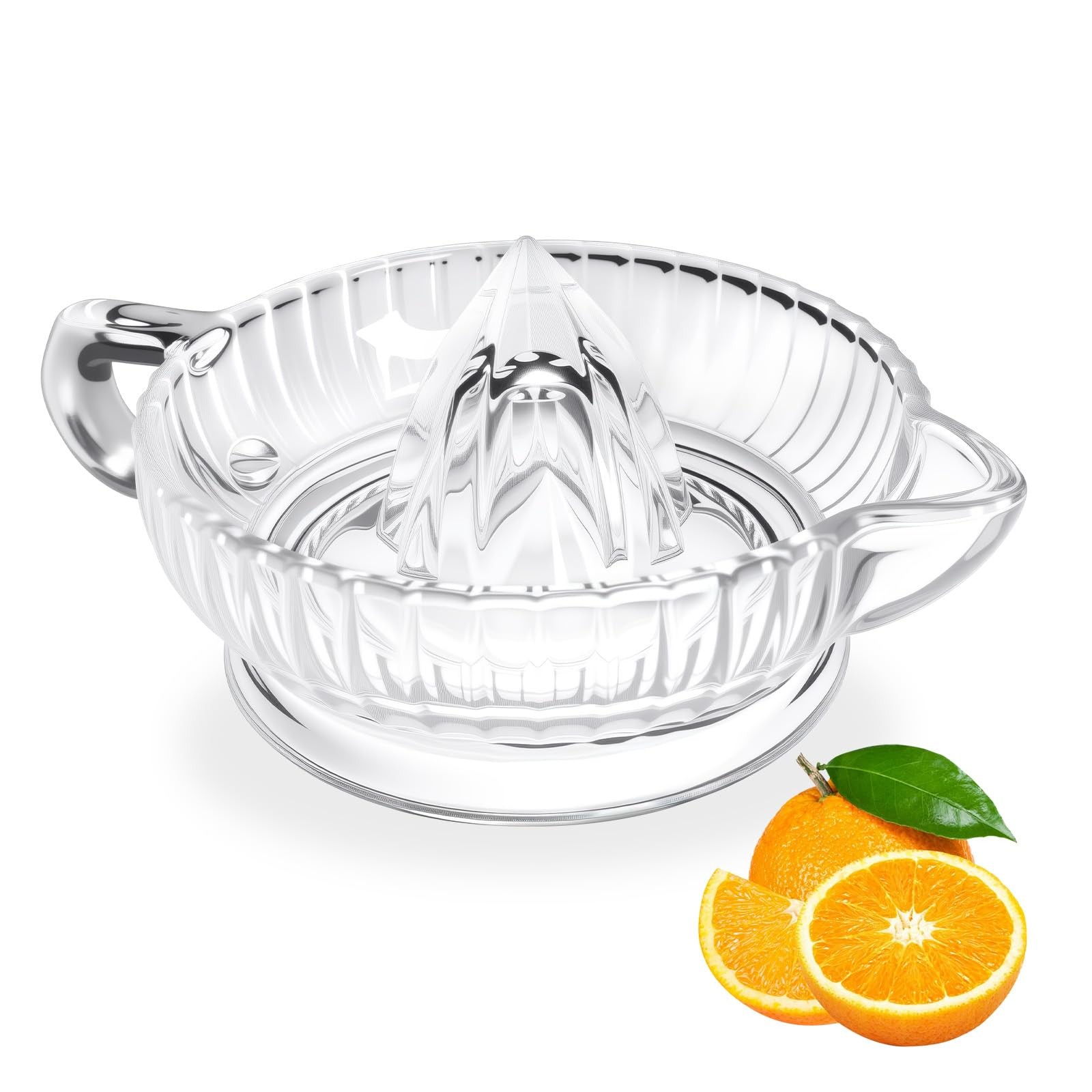 Citrus Juicer Reamer, Heavyweight Glass With Handle And Pour Spout for Fresh ...