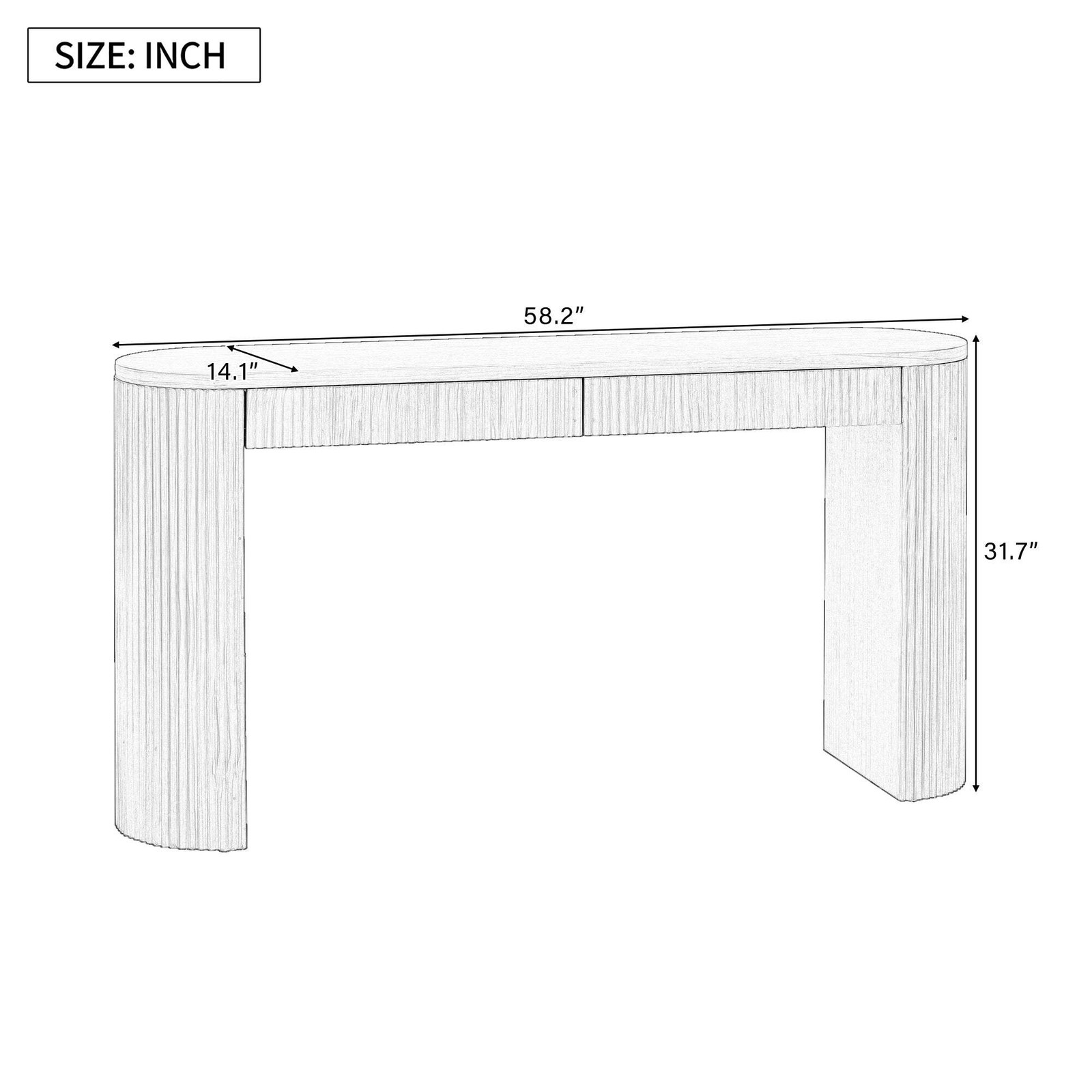 Homy Casa 58.2" Entryway Table with Large Top and Dual Drawers Arched Sturdy Leg