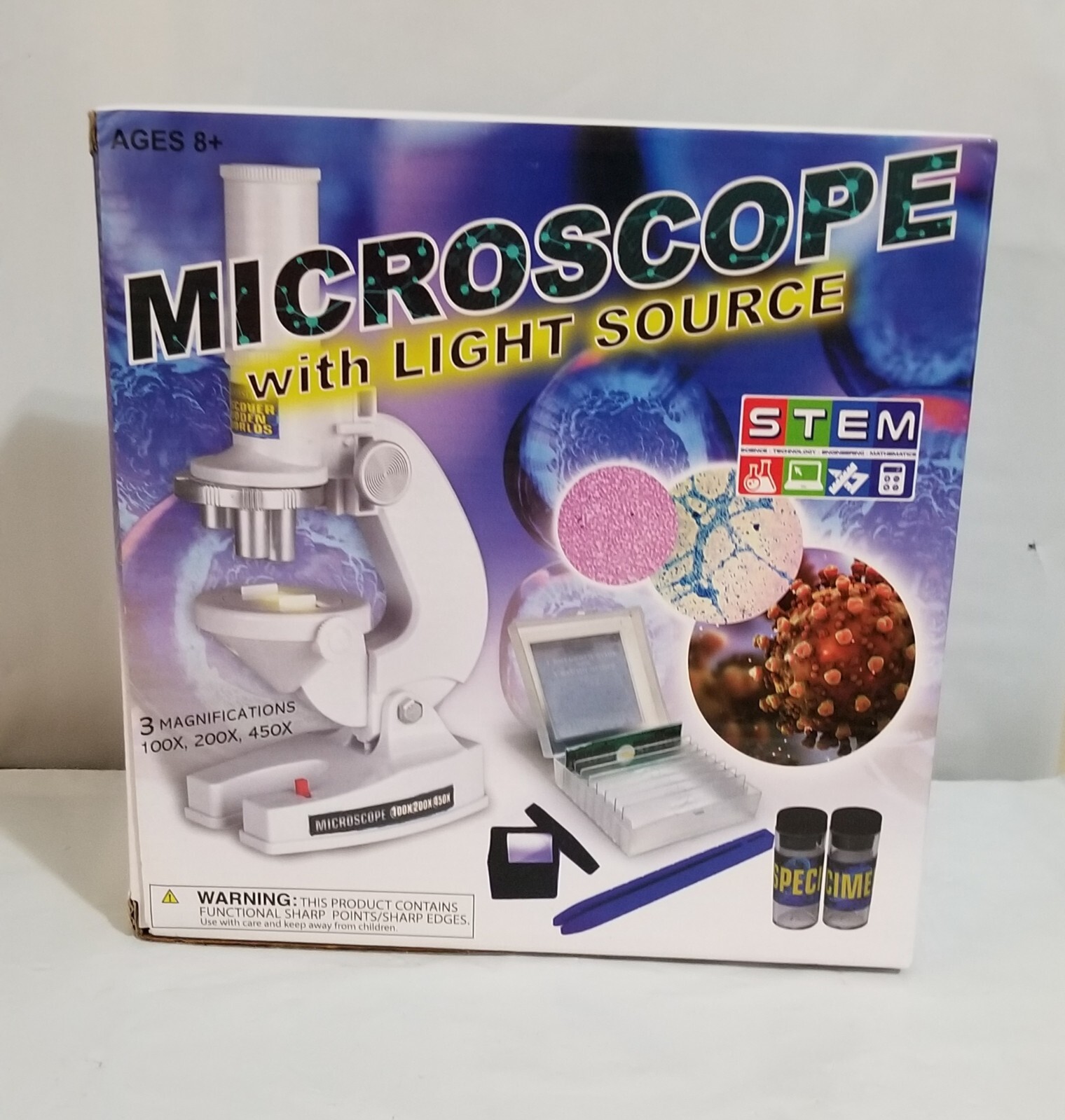 Stem Microscope With Light Source 100x, 200x, and 450x New in Box