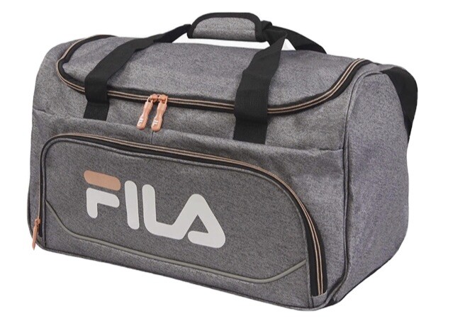 Fila Gray Duffel Bag Gym Gear Peach Zip 19x10x9 Sport Unisex