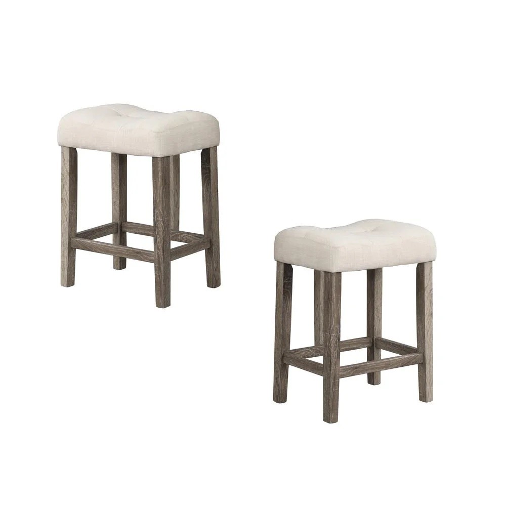 Counter Height Dining Stool Set of 2, Transitional Style Stool with Footrest T