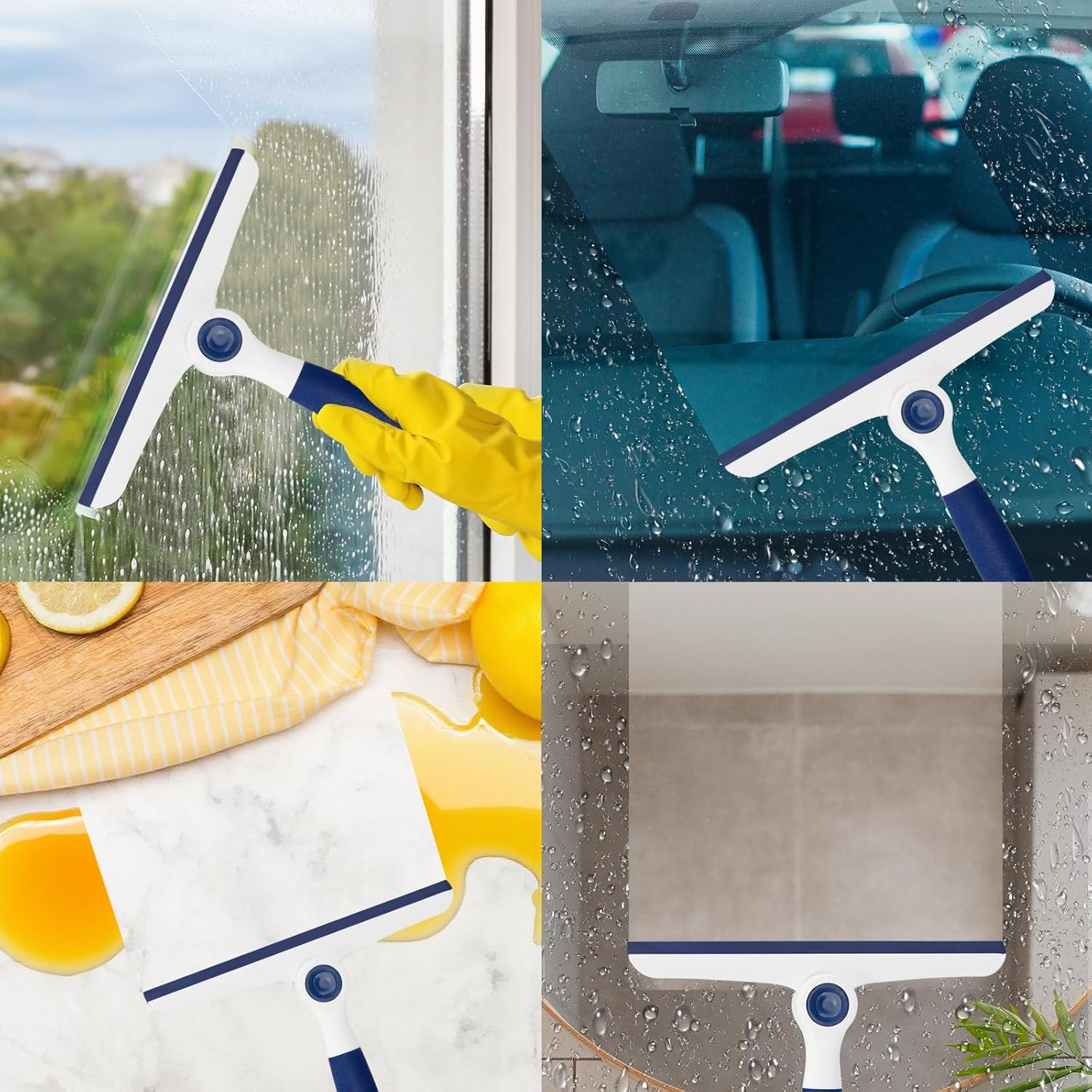 Window Squeegee for Glass Doors，All-Purpose 9.7” Window Cleaning Squeegee, Handh