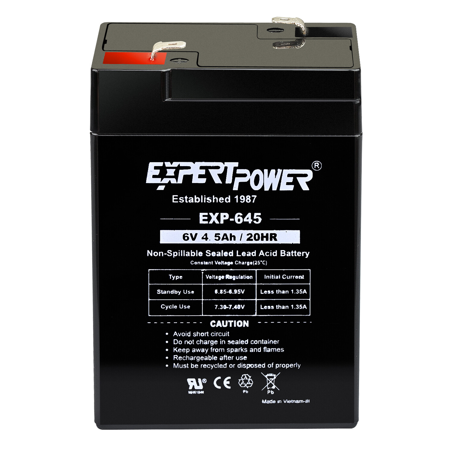 ExpertPower 6V 4.5AH Rechargeable Sealed Lead Acid (SLA) Battery Exit Light
