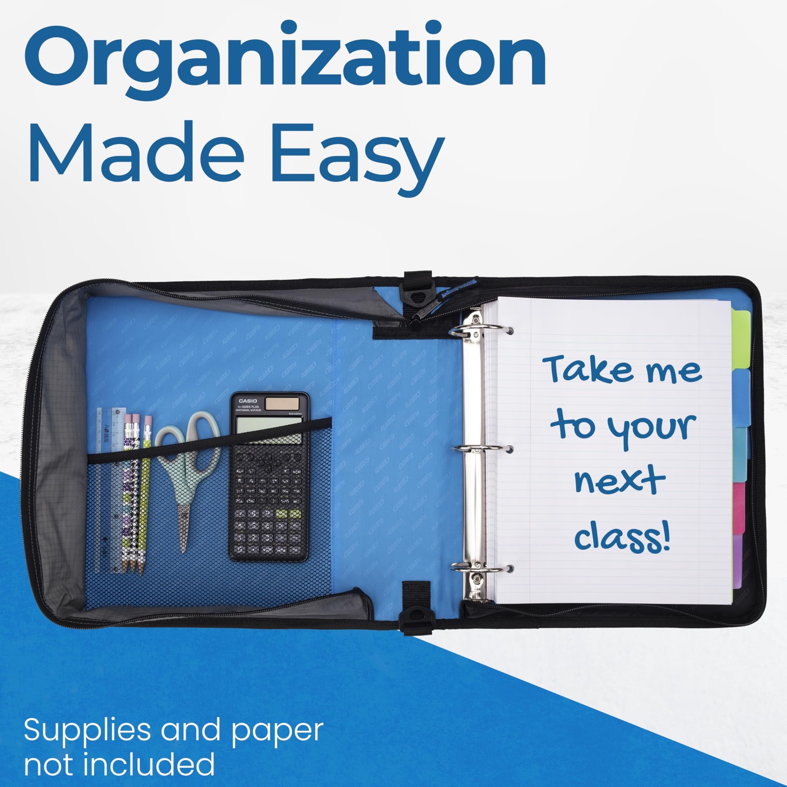 Case It Classic Zipper O-Rings 350 Sheet Capacity Multiple Storage