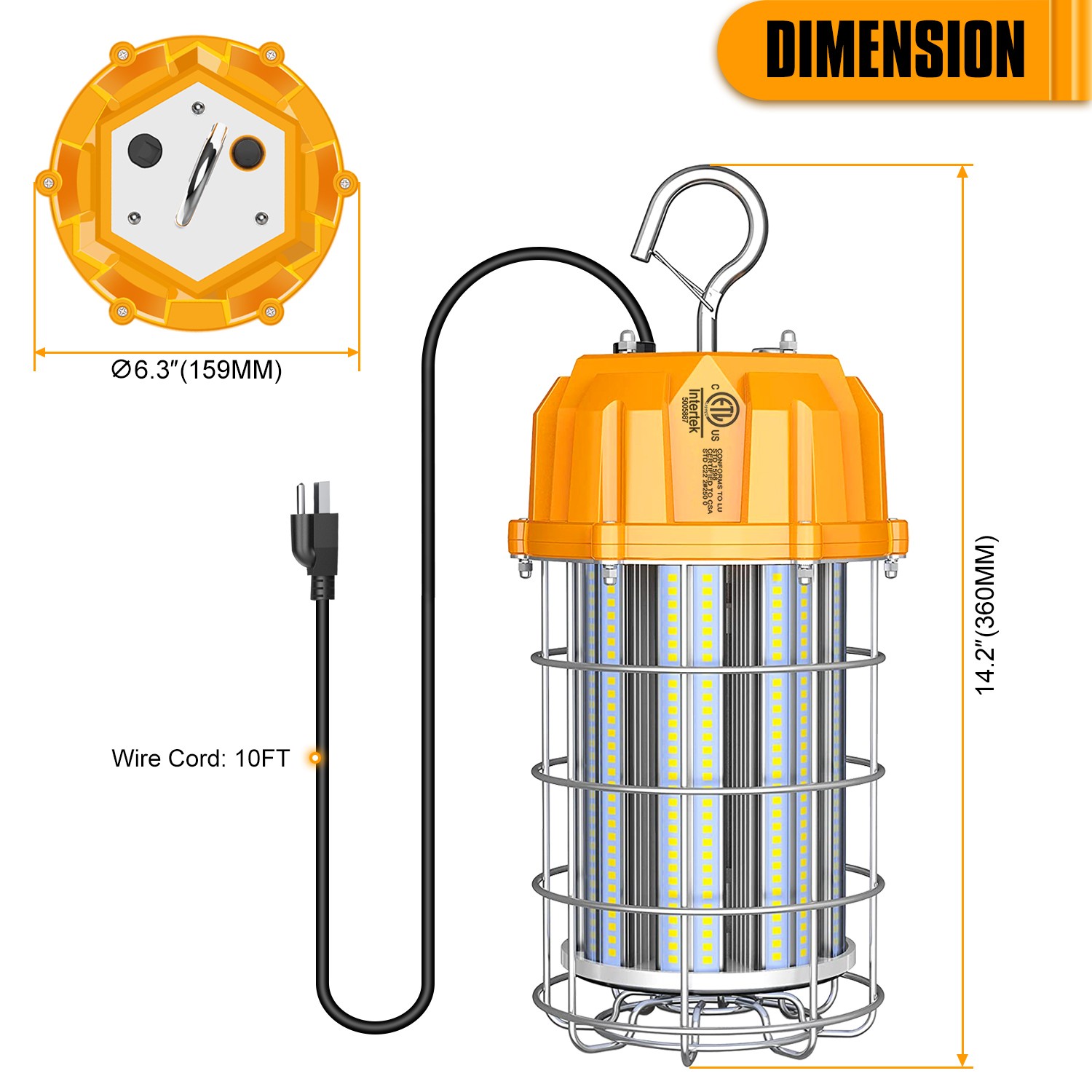 150 Watt LED Temporary Lights Plug-n-Play 5000K Hanging Construction Lightings