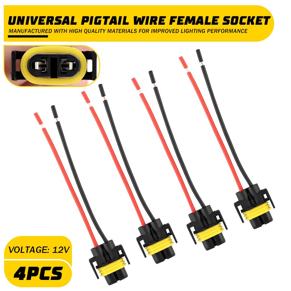 Wire Pigtail Female S H11 Two Harness Head Light Low Beam Socket Connector Plug