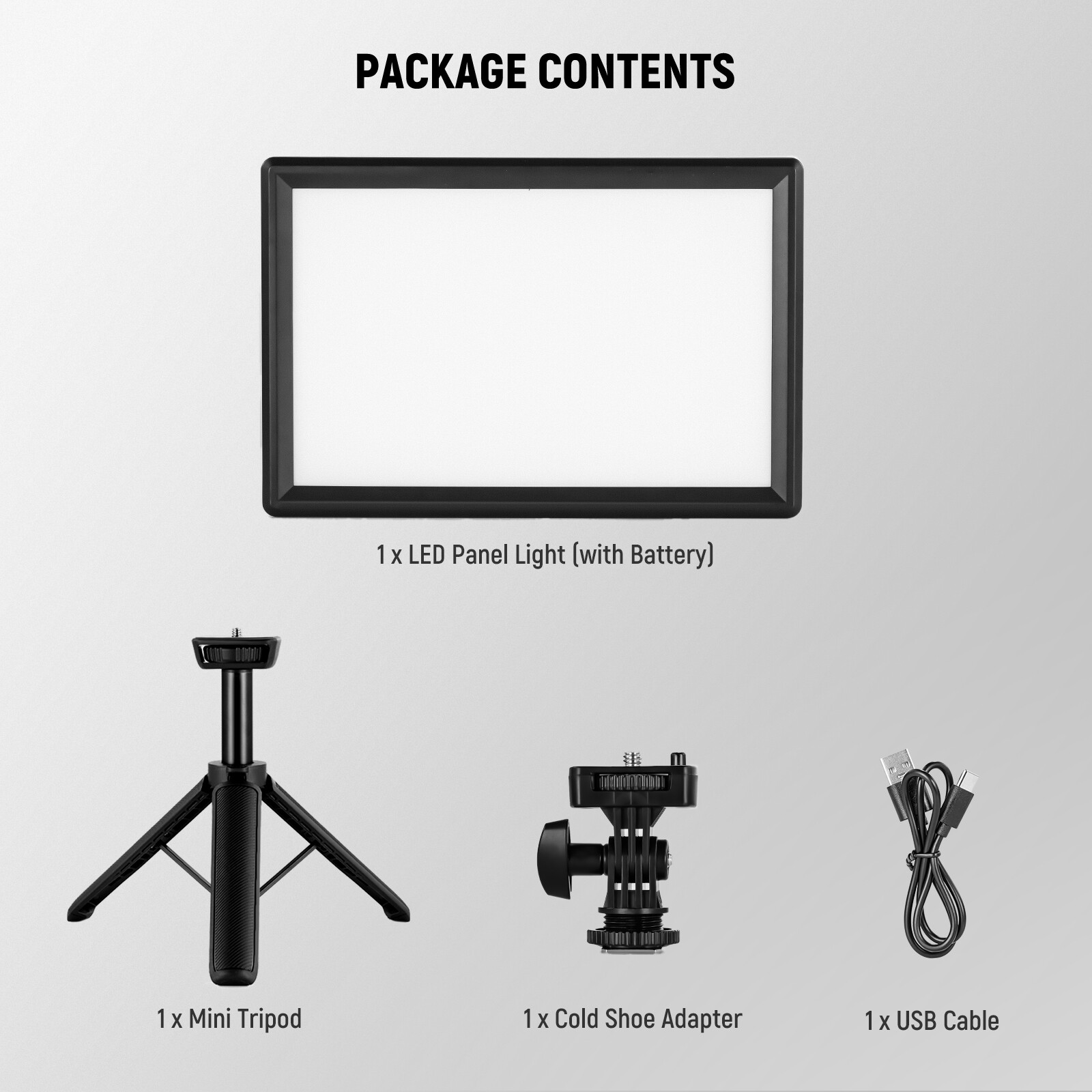 NEEWER 9" LED Video Light, 3200K-5600K CRI95+, w/Tripod & USB-C, NL-116AID