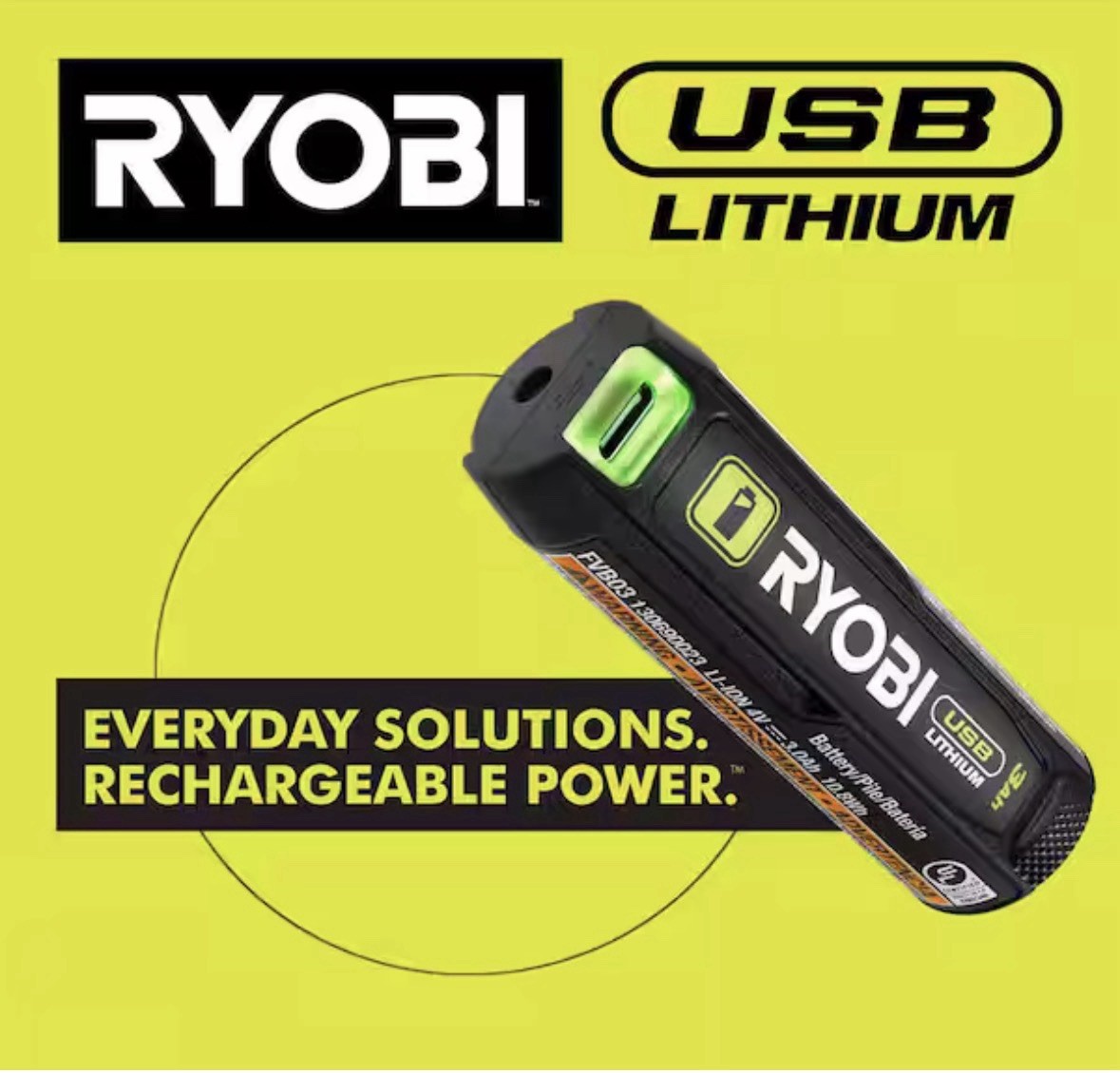 Ryobi USB Lithium LED Pivoting Laser Flashlight Kit NEW + extra battery!