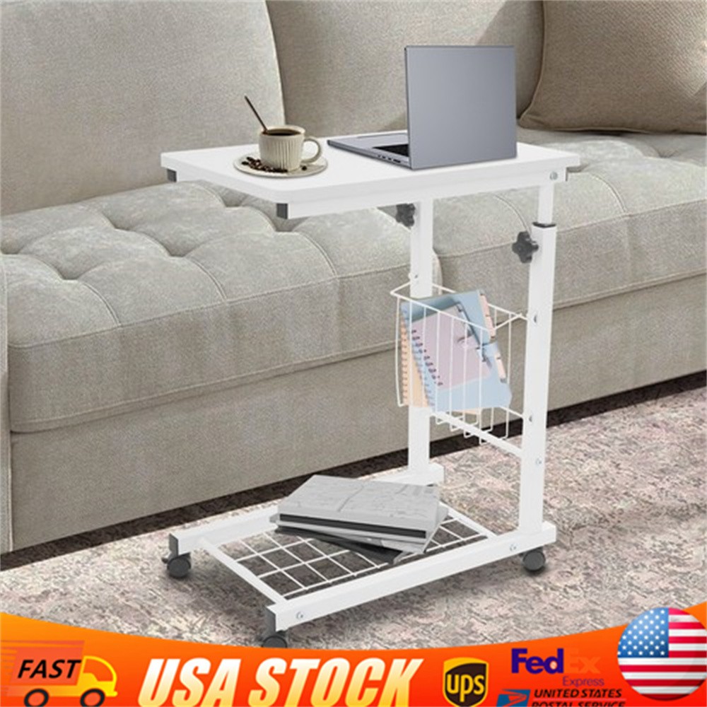 Adjustable Bed Side Table, Side Table with Wheels, Mobile Standalone Table New