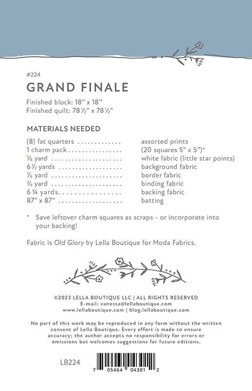 Lella Boutique GRAND FINALE Fat Quarter Pattern