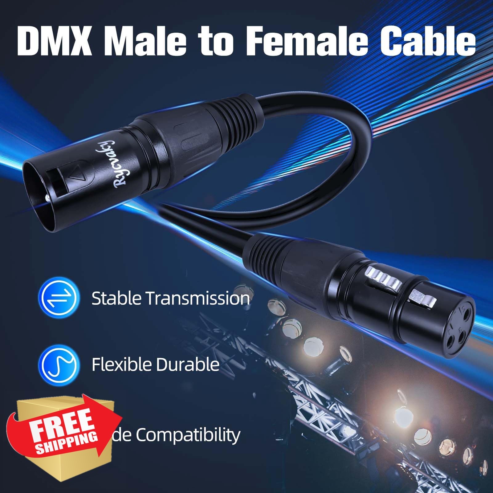 rycvaky DMX Cable XLR 3-Pin Lighting Cable 15ft 4 Pack
