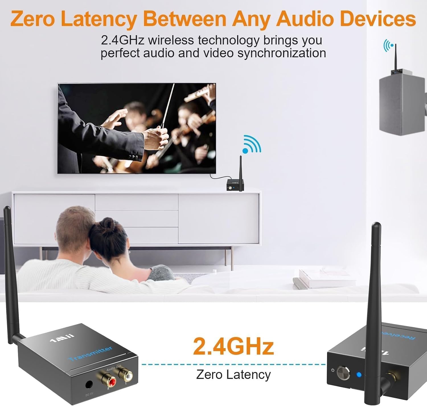 2.4GHz Wireless Audio Transmitter Receiver Set 320FT Range