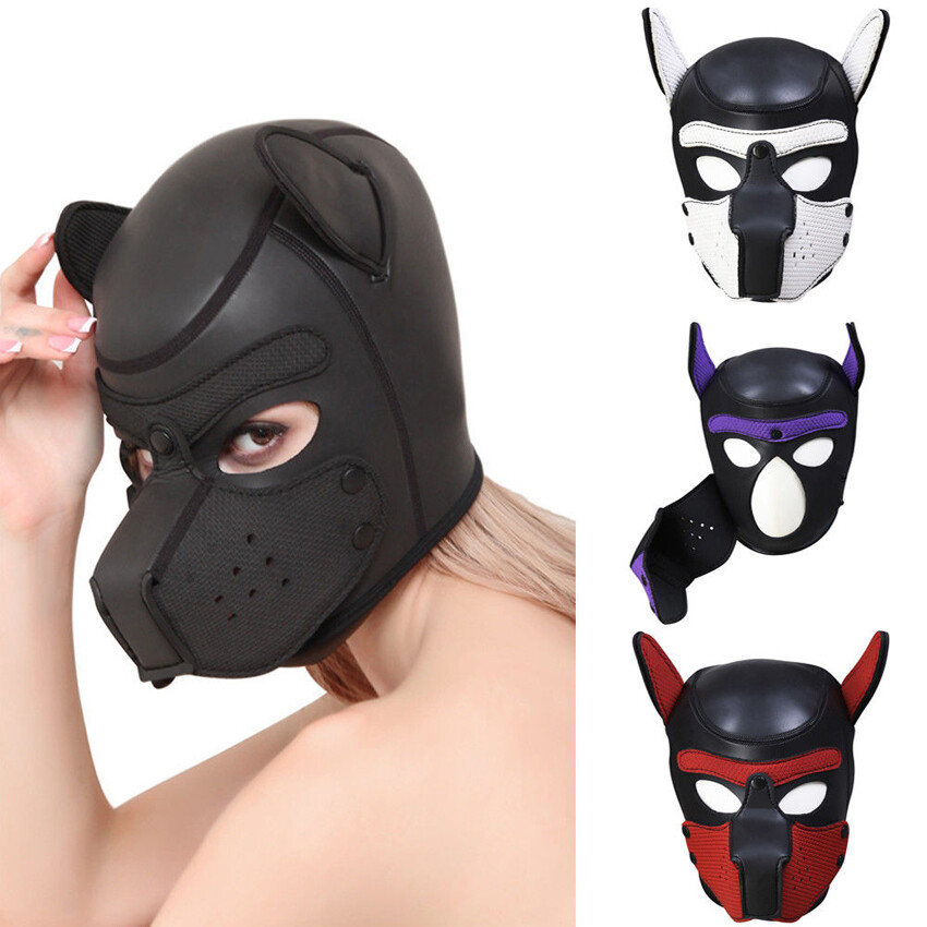 Pup Masks Puppy Hood Mask W/ Many Faces Latex Rubber Full Head Cosplay Costume