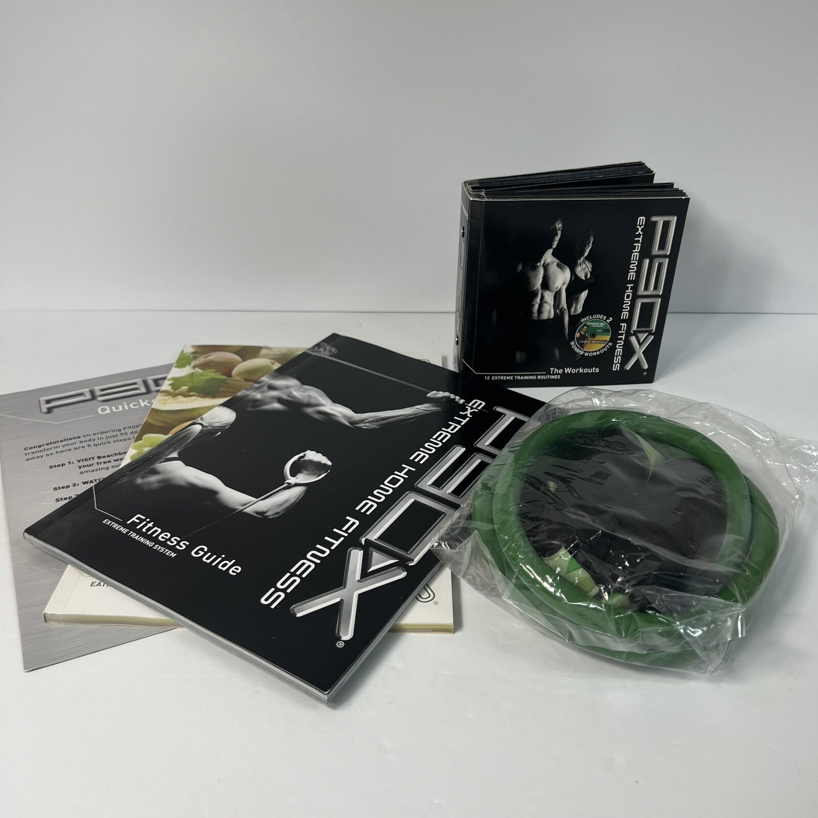 P90X Extreme Home Fitness Workout Complete 12 DVD set, 2 Guides, Resistance band