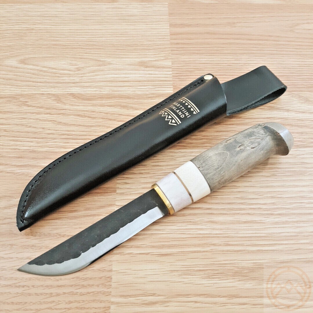 Marttiini AAPA Hiiliteras Fixed Knife 4.25" Carbon Steel Blade Birch Handle Horn