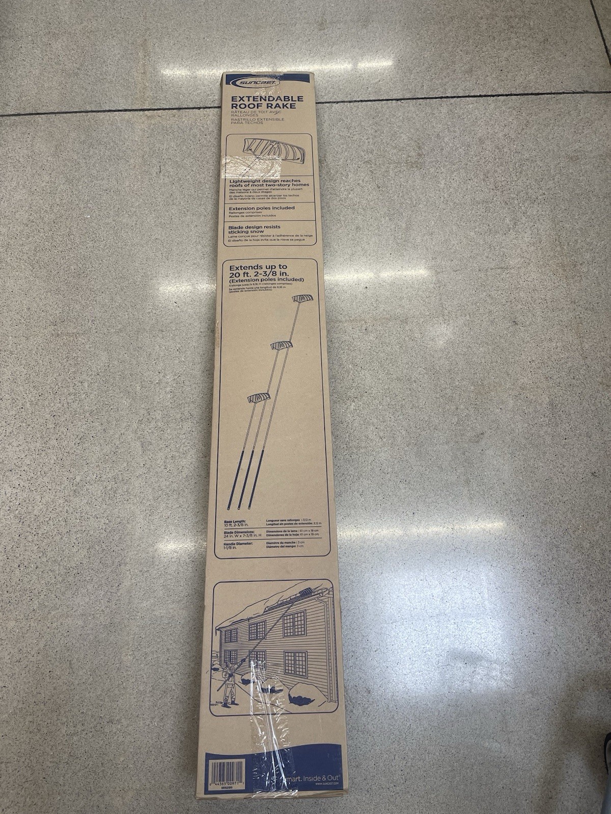 Suncast Telescoping Roof Rake 20ft 11 1/4 In Adjustable Multitool Rake