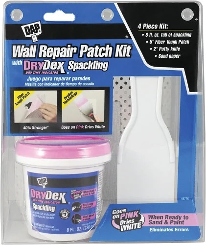 Wall Repair Patch Kit Featuring 1/2 Pt Spackling, 8.0Oz Pink/White
