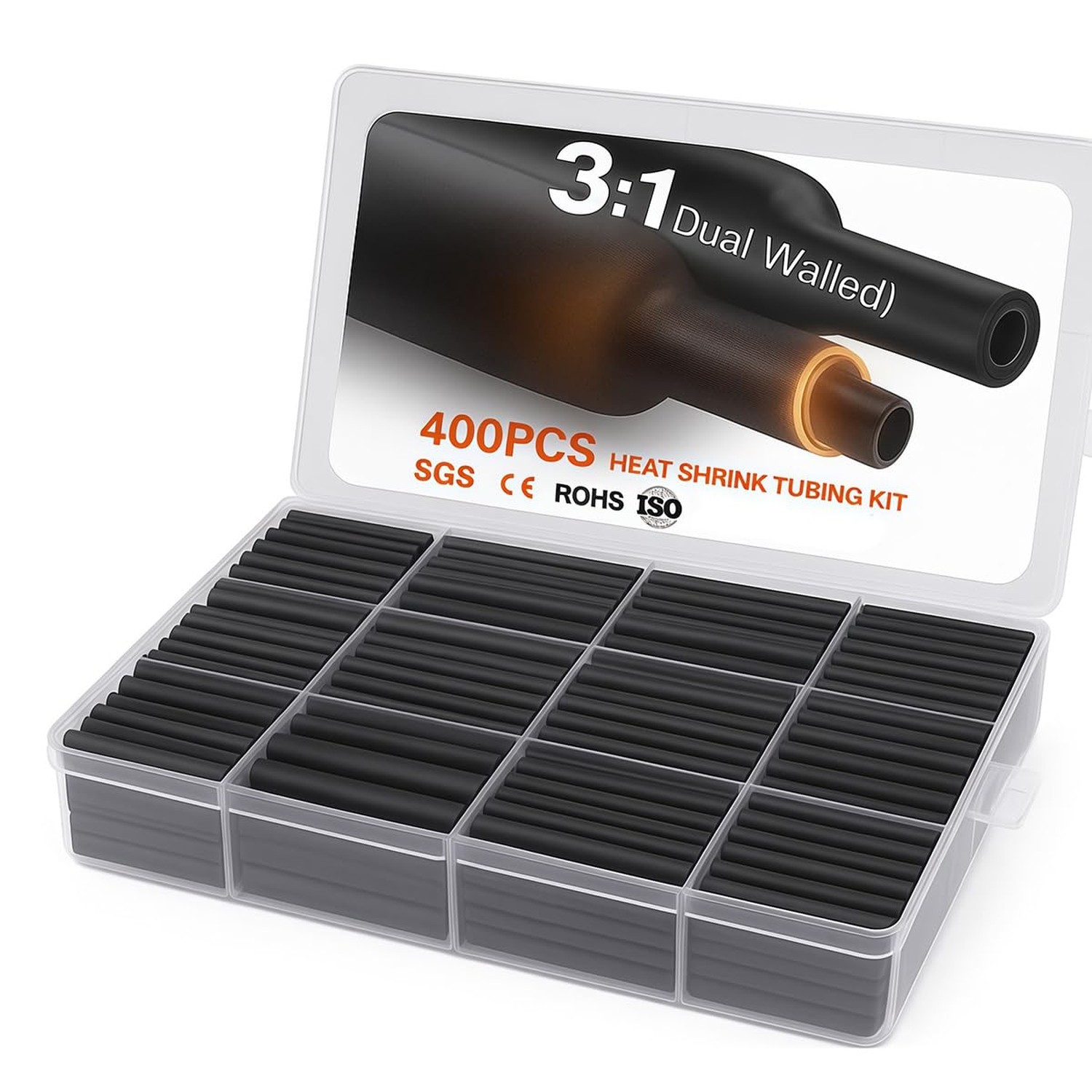 VETIN 400 Pcs Heat Shrink Tubing Kit, 3:1 Ratio Adhesive Lined, Industrial Wi...