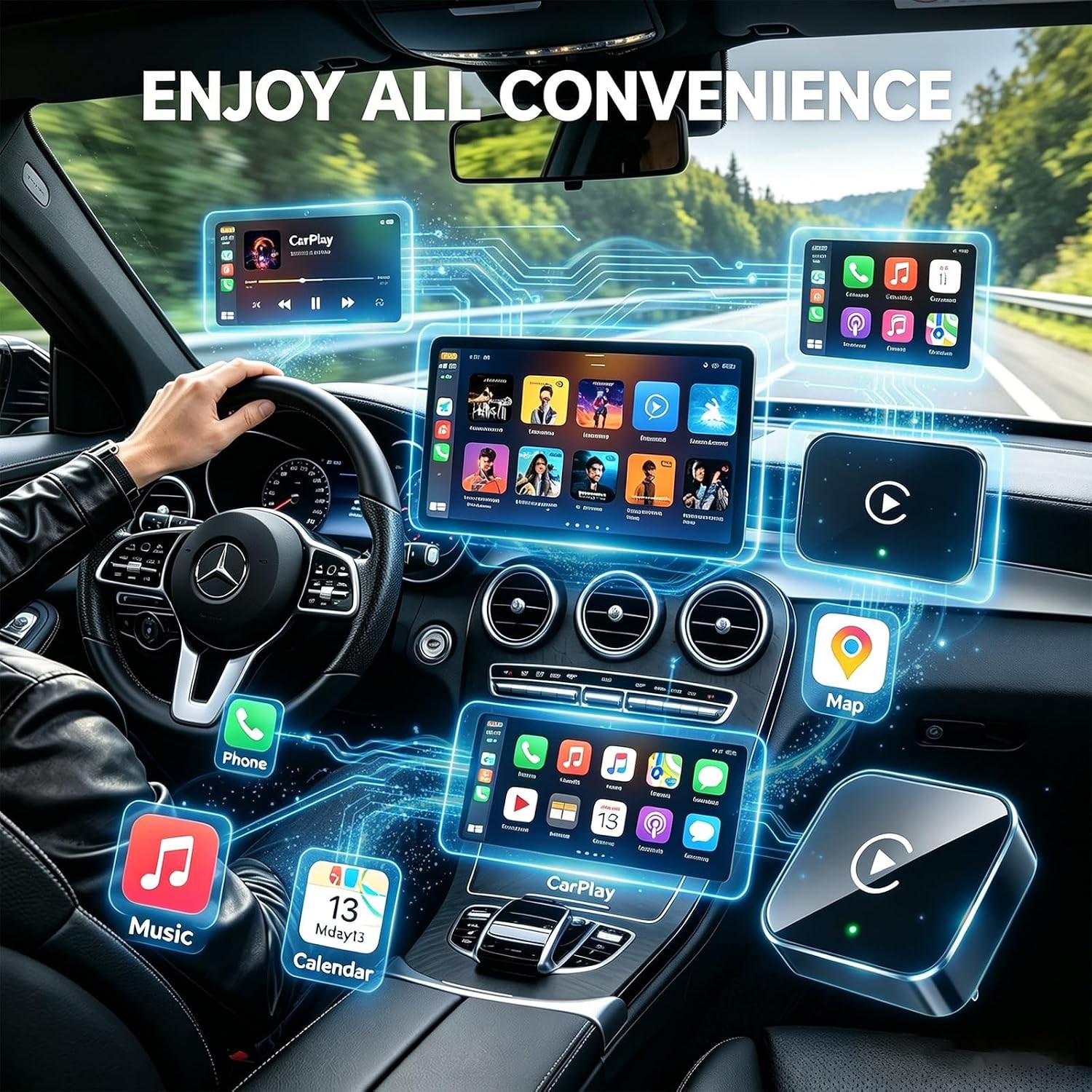 Wireless CarPlay Android Auto Adapter 2-in-1 Convert Wired to Wireless USB