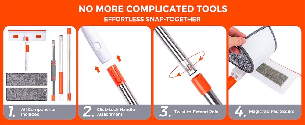 Profal Window Squeee 2-in-1, Window Cleaner " Extens Pole,