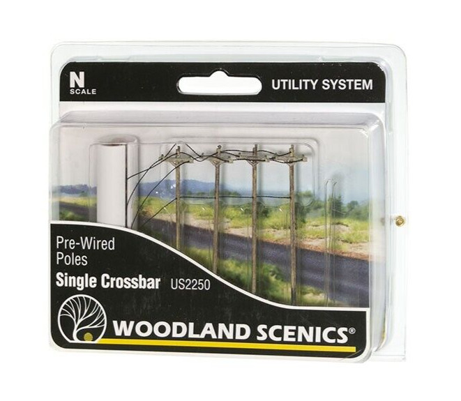 Woodland Scenics US2250 Pre-Wired Poles - Single Crossbar - N Scale NEW