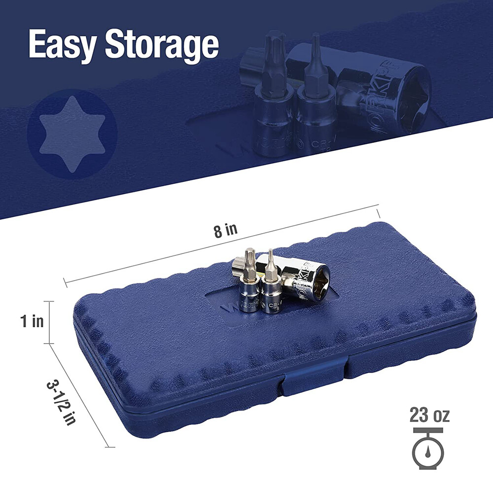WORKPRO 13PC 1/4" 3/8" 1/2" Drive Torx Bit Socket Set T8-T60 Star Bit Socket Set