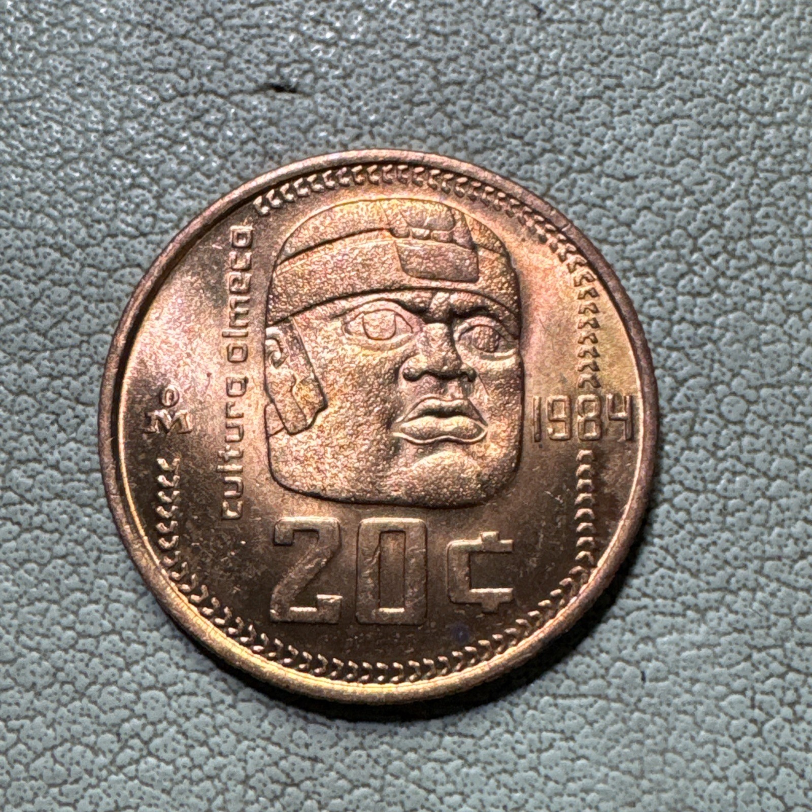 Mexico 20 Centavos 1984 Olmeca Culture 20mm bronze coin km491 BU