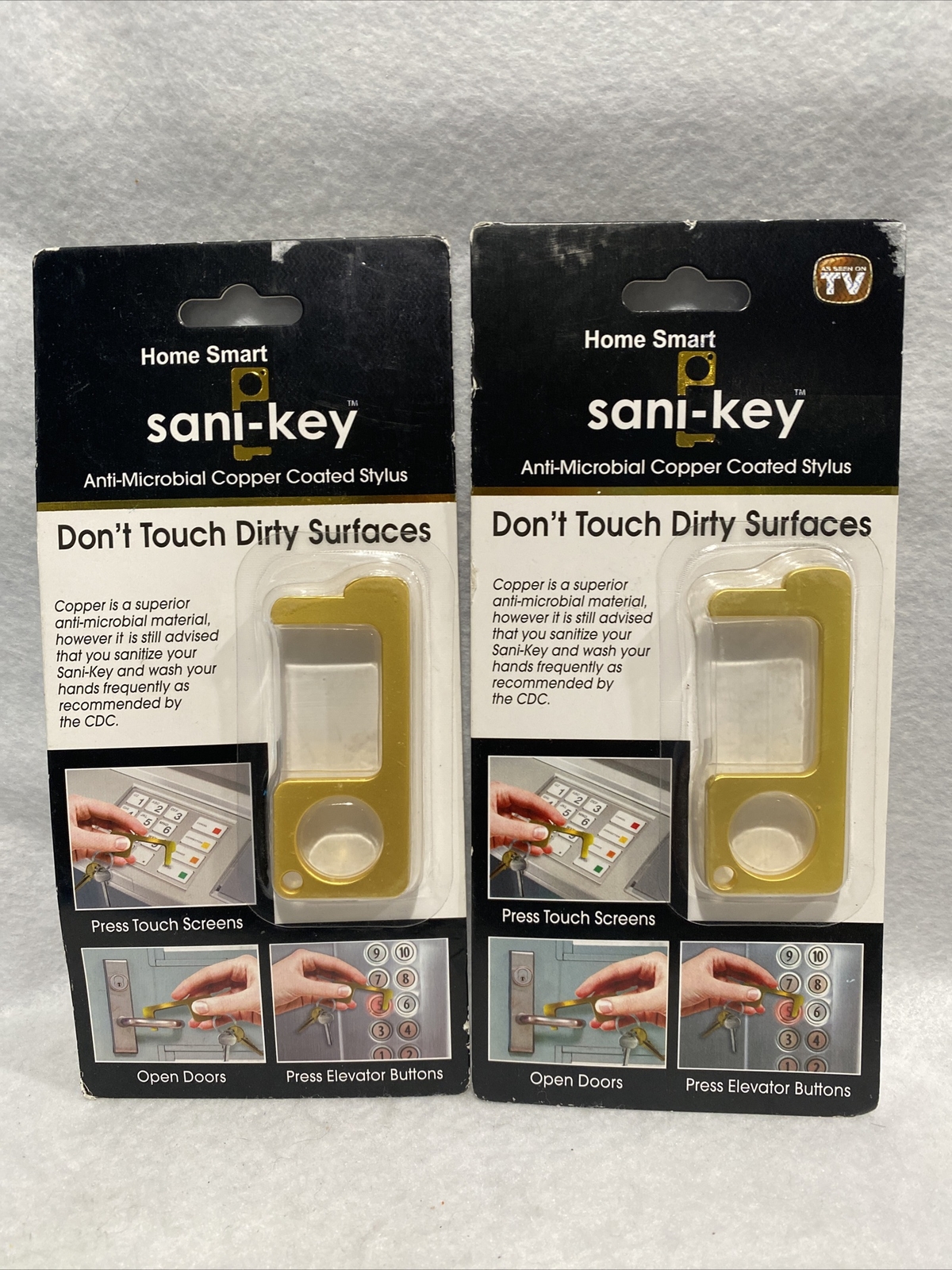 Lot of 2 - Home Smart SANI-KEY No Touch Copper-coated Stylus Anti-Microbial NEW