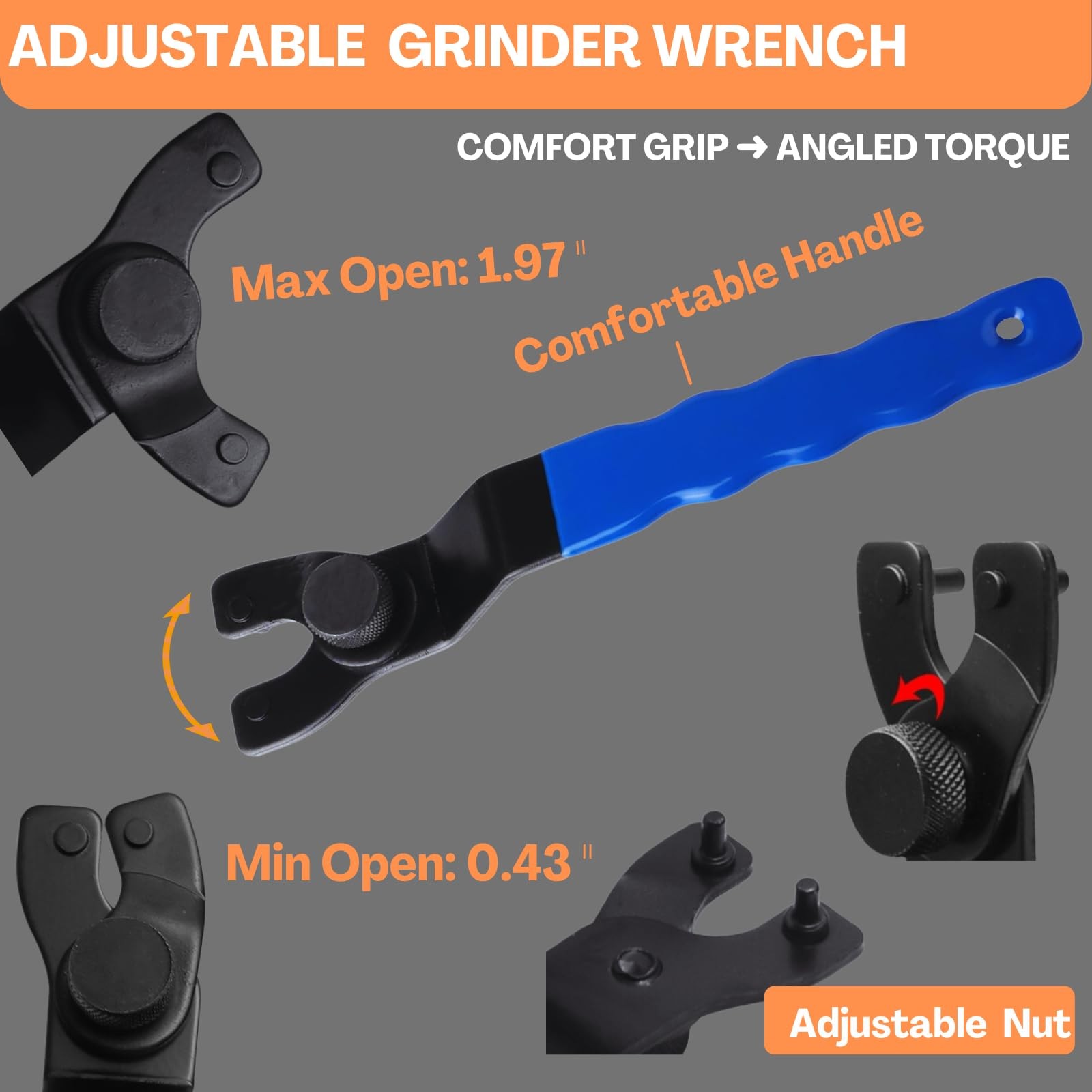 HOBEREROK Angle Grinder Wrench, Adjustable & Nut Kit (5PCS) –...