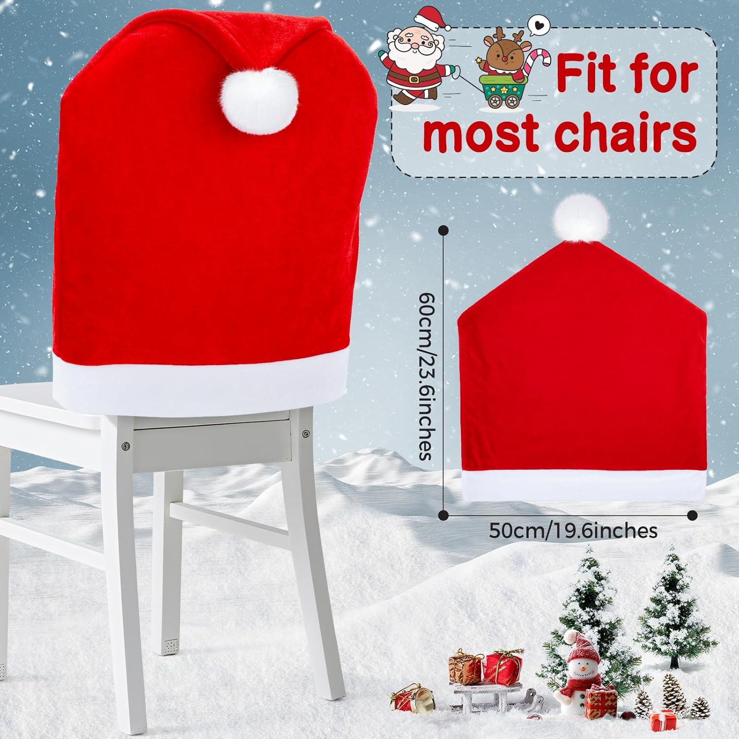 RJVW Christmas Chair Covers of 4, Plush Velvet Dining Room 4 Pcs