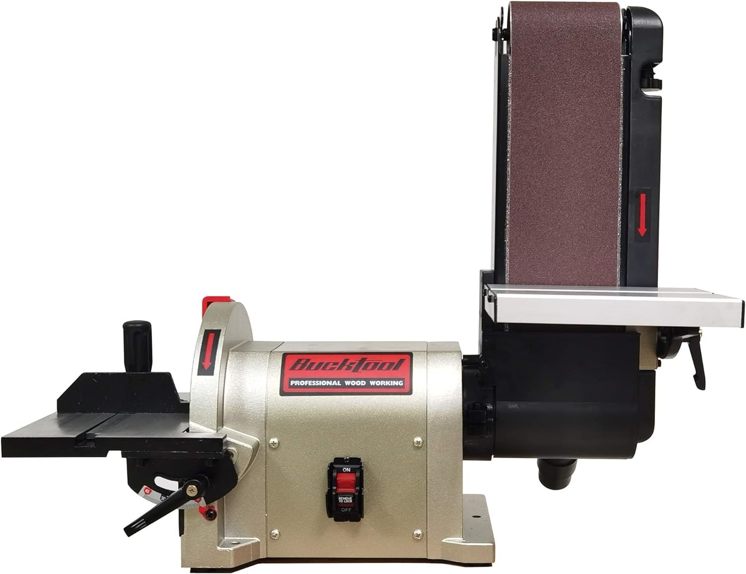 BUCKTOOL 3/4HP Bench Belt Sander with Direct Drive, 4x36 in. Belt & 8 in. Disc
