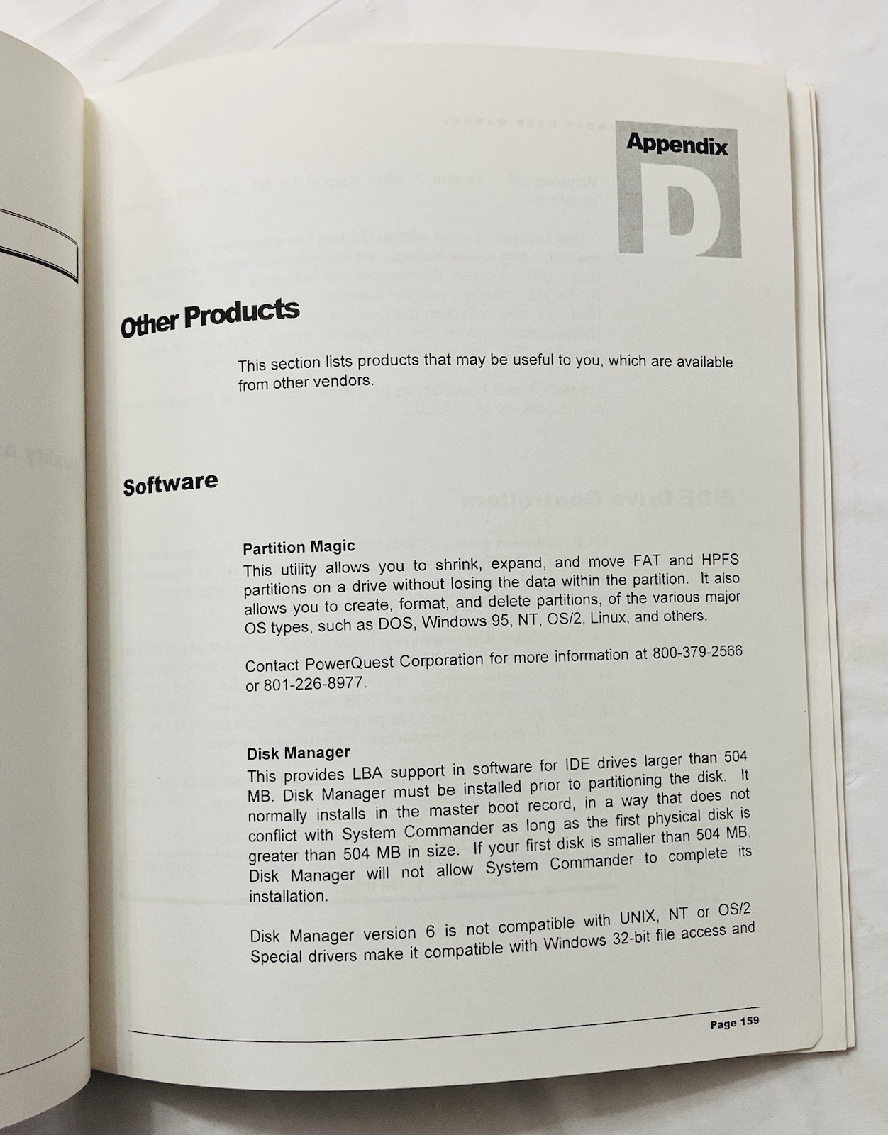 Original System Commander User Manual VCOM Partitioning Guide Windows Linux 1996