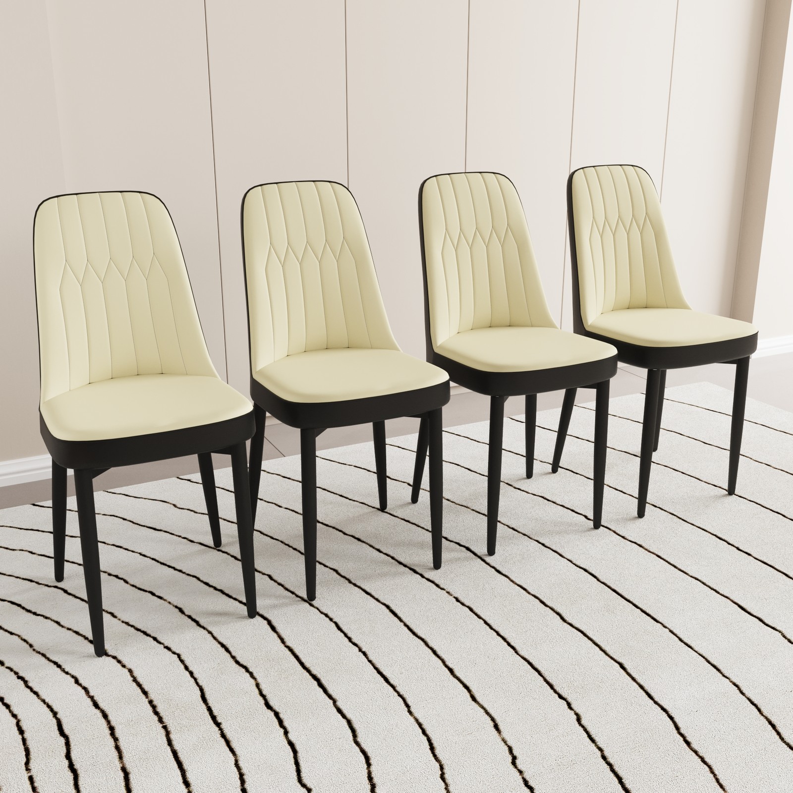 A set of 4 dining chair, modern style chair made of high-quality PU Leather fa