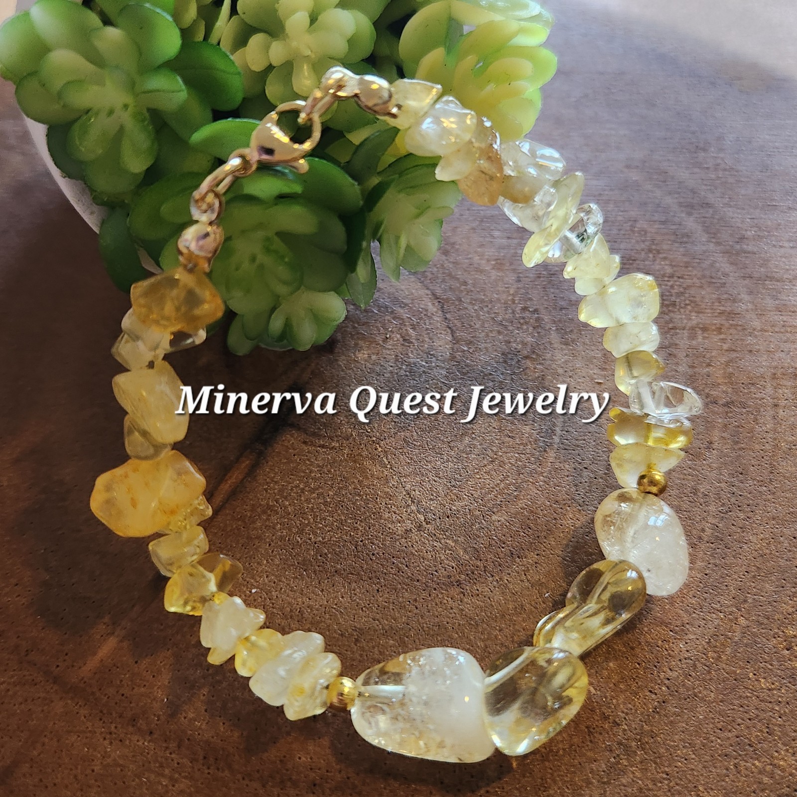 Handmade Artisan Citrine Nugget Bracelet. #2644