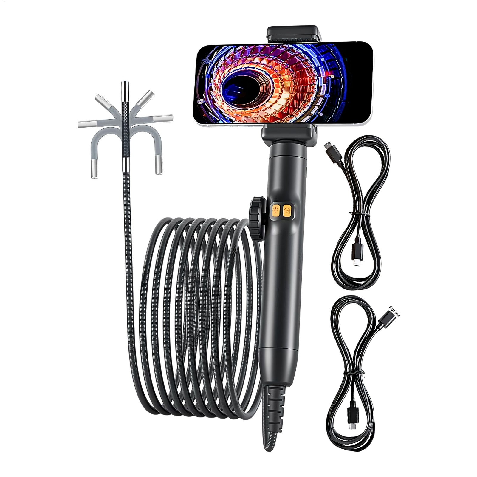 Two-Way Articulating Borescope With Light Industrial Endoscope Inspection Camera