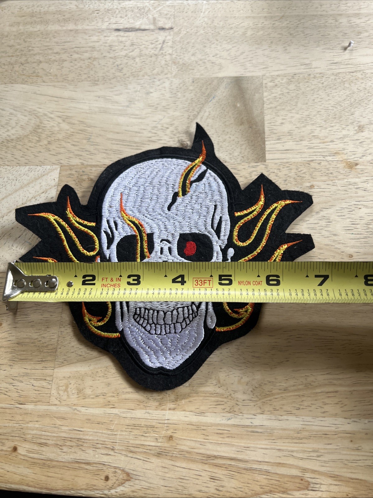 7.5" Flaming Skull Motorcycle Patch New
