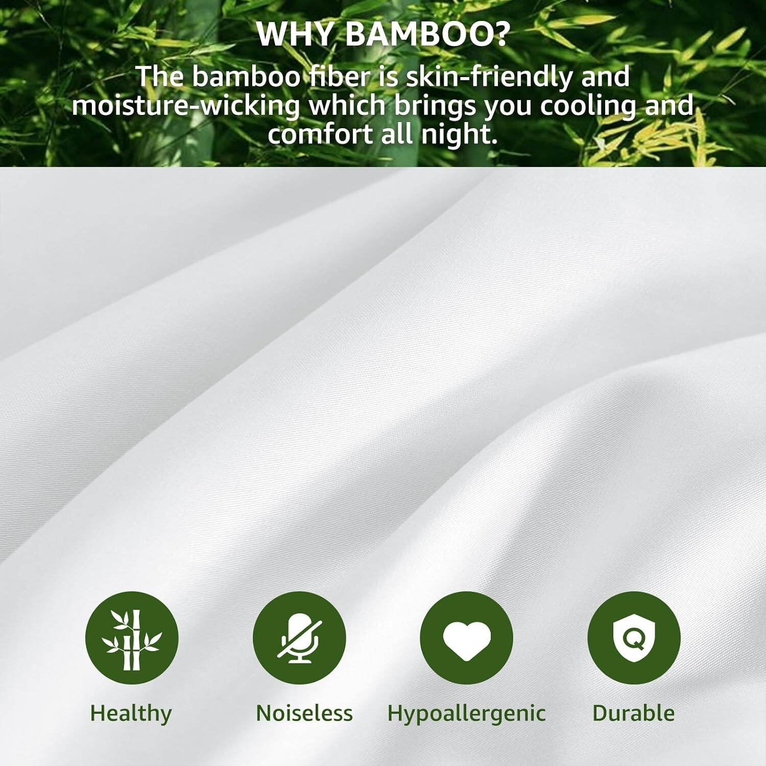 100% Organic Bamboo Pillowcases Set of 2 Standard Queen Size Oeko-Tex Bamboo Pil