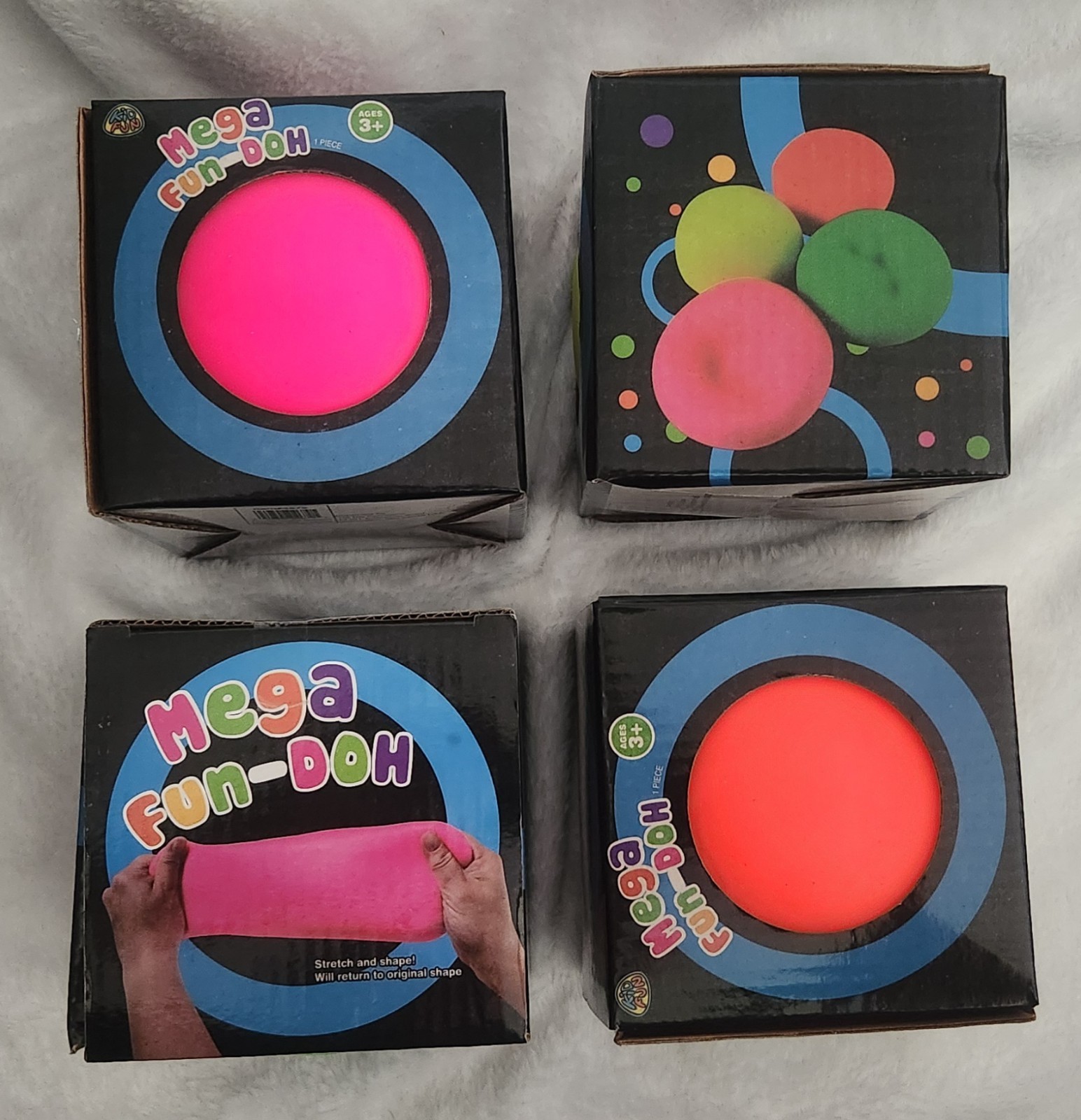 Mega Fun -Doh Squishy 4 inch Ball Stretch, Shape, Stress Relief OT/PT Toy 3+